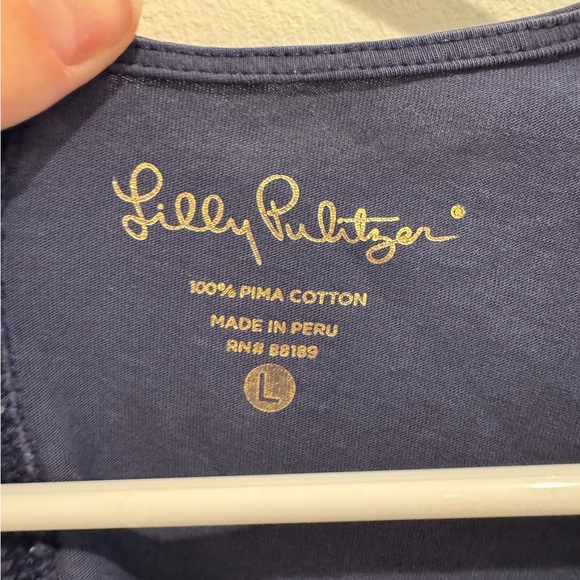 Lilly Pulitzer Women Navy Blue Brewster T-Shirt Mini V Neck Dress Size L - Picture 5 of 8